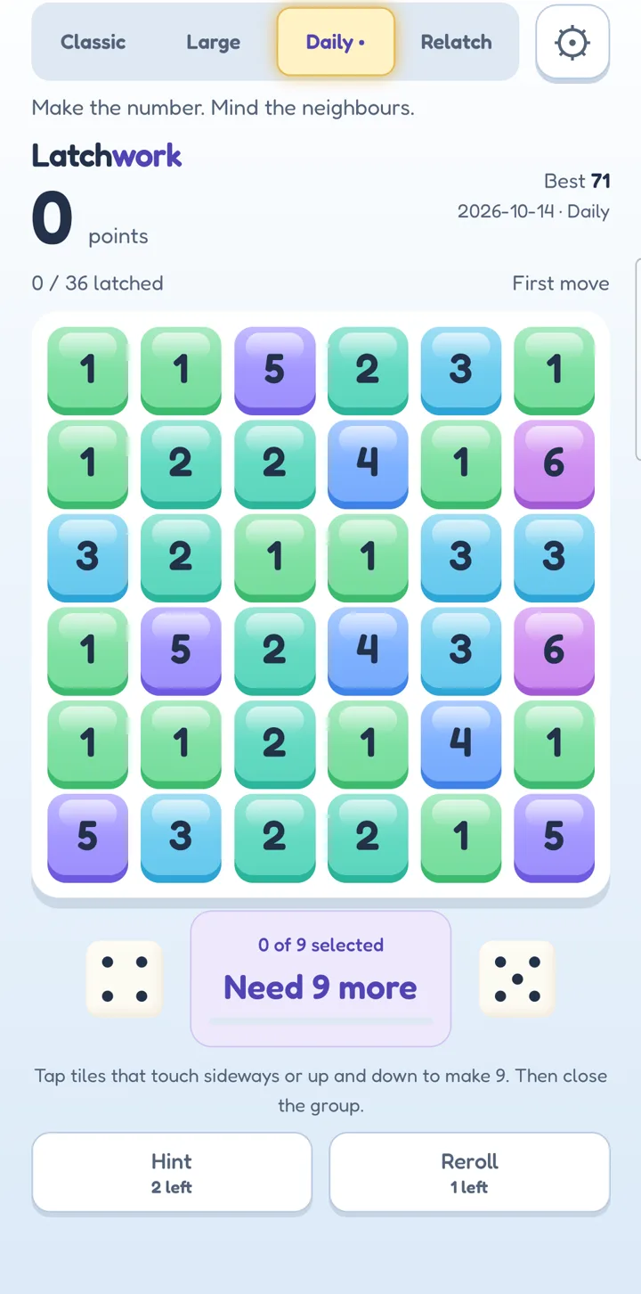 Today's Daily board, the same puzzle for every player.